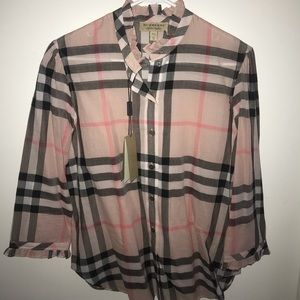 Authentic Pink Burberry plaid blouse